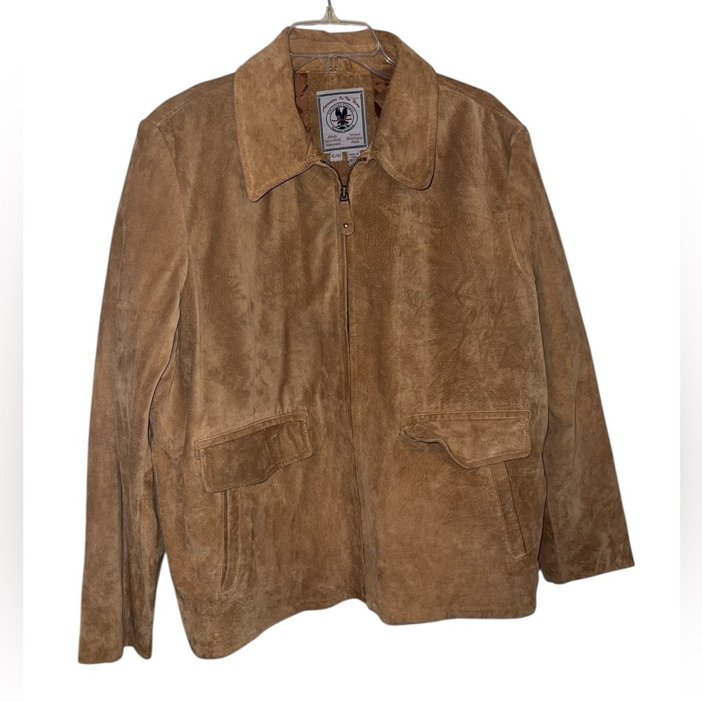 Vintage JLC Adventures On The Wing Suede Leather Jacket Quilt Lined Full Zip XL